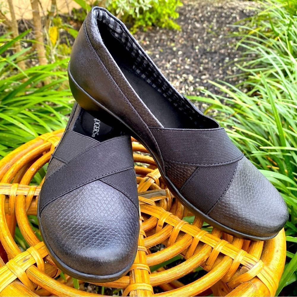 NEW KIM ROGERS DANNERY LACER CUT TEXTURED FAUX LEATHER SLIP ON LOAFERS BLACK 6